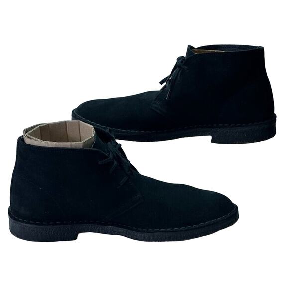 Banana Republic Chukka Boots Mens Lace Up Black Leather Suede Work Dress 11.5 M